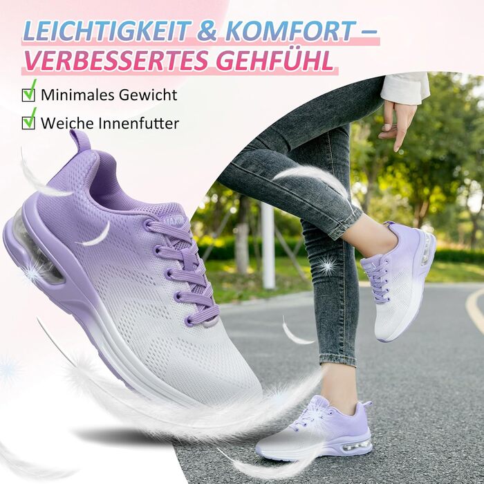Жіночі кросівки для бігу та фітнесу Laufschuhe Lila з повітряною амортизацією та ортопедичною підтримкою 38 EU