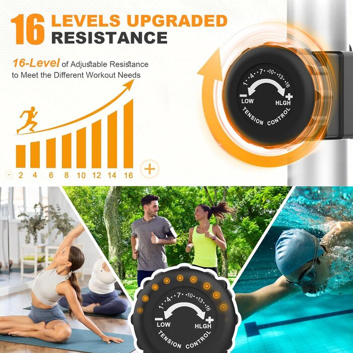 Еліптичний тренажер Crosstrainer 3-в-1 з LCD-монітором, 16 рівнів навантаження та 6 кг маховиком (Оранжевий + Срібний)