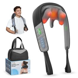 Бездротовий масажер для шиї та плечей COMFIER Shiatsu з підігрівом, 4D глибокий розминаючий масаж для спини, 3 режими, ШК-шкіра, сірий