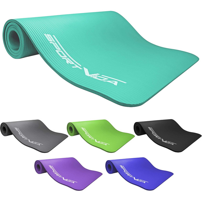 Килимок для йоги SportVida з нековзким покриттям, NBR, 180 x 60 x 1 см - для дому, з сумкою, фітнес-килимок, 2 розміри, 6 кольорів