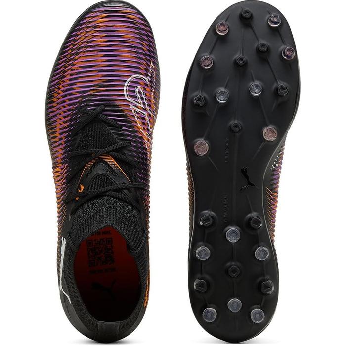 Футбольні бутси PUMA Future 8 Match Mg - чорно-білі з червоним світінням, 42 EU