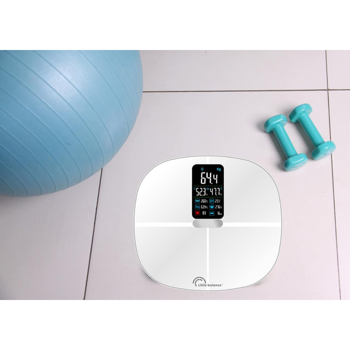 Ваги-аналізатор LITTLE BALANCE 8464 Cardio Connect 4 Classic, скло, білий, з вимірюванням імпедансу, підключення до смартфону