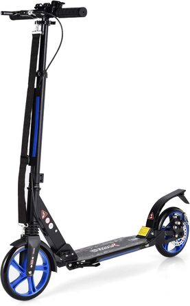 Tretroller GOPLUS Roller Kinder 8 років, City Roller для дітей та дорослих, вантажопідйомність 100 кг, регульована висота, складний, з гальмом та ременем (Блакитний)