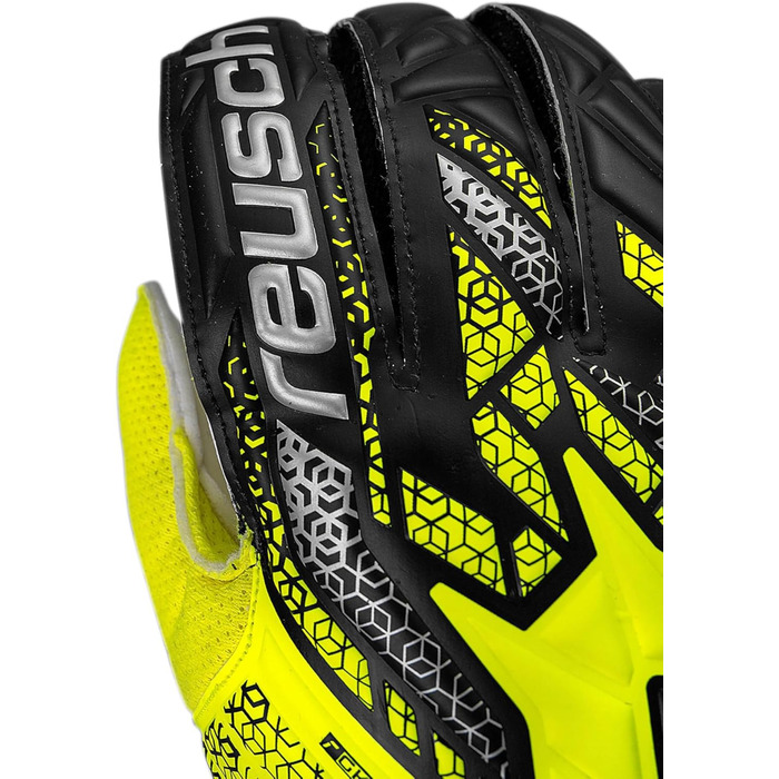 Воротарські рукавички Reusch Attrakt Solid - надійний хват для чоловіків та жінок. Підходять для будь-якої погоди та поверхні поля. Жовто-срібні, розмір 10.