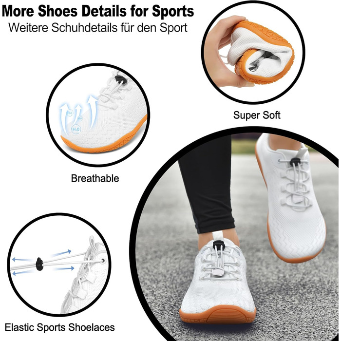 Geweo Взуття для пішохідних прогулянок без шкарпеток: зручні кросівки для жінок та чоловіків з широкою передньою частиною, легкі спортивні черевики для фітнесу, джогінгу, трекінгу, туризму. Розміри 37-47 EU, Zero-Drop підошва. Унісекс.