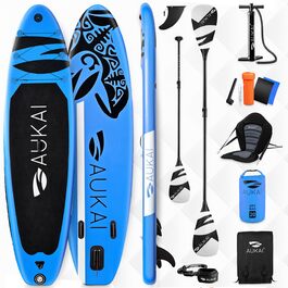 Надувний SUP Board AUKAI PRO 320см (2в1) з сидінням для каяка | Комплект з насосом, кріпленням для Action-Cam | 5 років гарантії | Ocean Blue