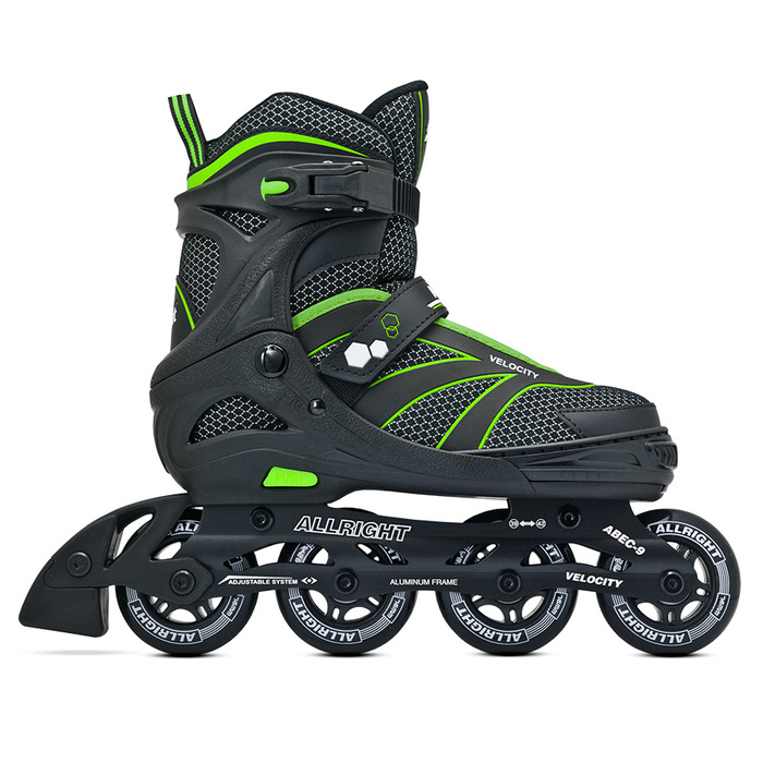 Ролики регульовані Allright Velocity, чорно-зелені, р. 39-42