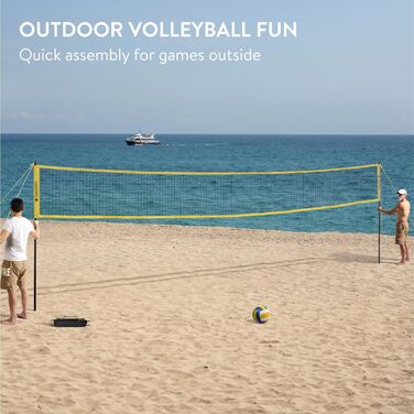 Набір для волейболу Navaris - мережа, м'яч, насос, сумка. Ідеально для пляжного волейболу, саду та тренувань на відкритому повітрі. Легкий монтаж.