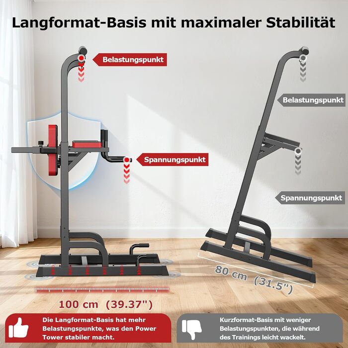 Силовий комплекс Pooboo Power Tower: багатофункціональний турнік з брусами для дому, 11 рівнів регулювання висоти, еластичні стрічки, чорний