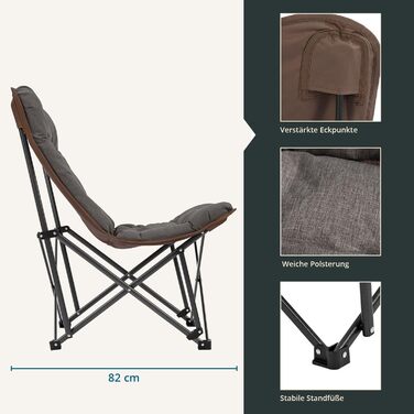 Крісло-трансформер Skandika Moonchair XL/Mala: зручне складне крісло для дому, саду, балкону та відпочинку на природі (сірий)