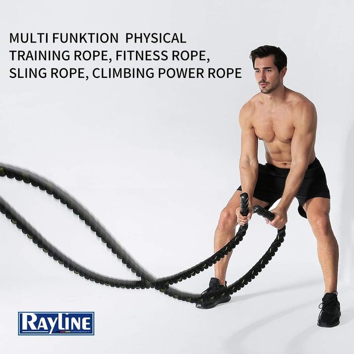 Тренувальний канат Rayline Battle Rope 15 м для фітнесу, бодібілдингу, аеробіки, кросфіту, силових тренувань