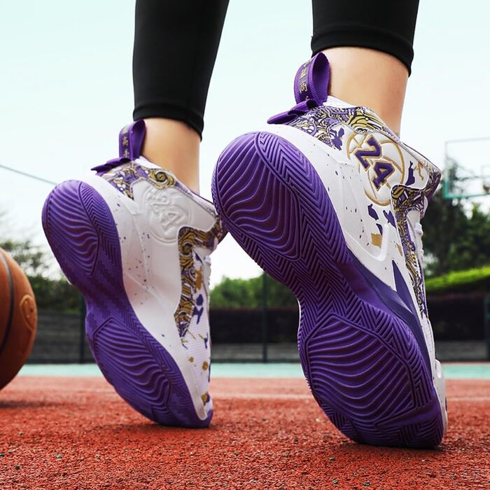 Кросівки баскетбольні чоловічі/жіночі, спортивні, для ходьби, легкі, з антиковзаючою підошвою, зносостійкі, 36-45 EU (38 EU, білий/фіолетовий)