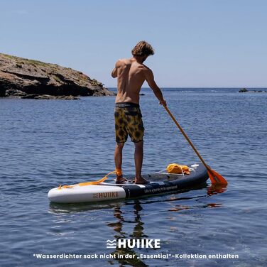 Надувний SUP-борд HUIIKE Stand Up Paddle Board з аксесуарами: весло, фіни, насос. Стабільний та міцний SUP-борд 305x84x15 см, до 130 кг. Enjoyer Black - Essential