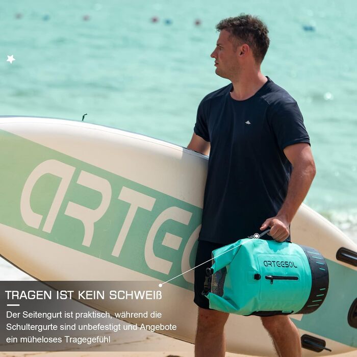 Водонепроникний рюкзак Blackace Arteesol Dry Bag 20L/30L/40L/45L для каякінгу, кемпінгу, трекінгу та водних видів спорту (М'ята, 30L)