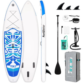 Надувний SUP Борд FunWater 10'6'-11'6' – для всіх рівнів майстерності, з антиковзким EVA-деком, веслом, насосом та аксесуарами. Рожевий/Блакитний (10'6-TIKI)