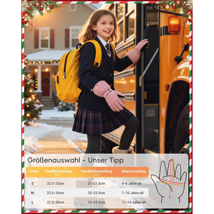 Дитячі гірськолижні рукавички ThxToms для дітей 3-13 років, водонепроникні та вітрозахисні рукавички для сноуборду та лиж (XXS, 4-6 років, Morandi-Rosa)