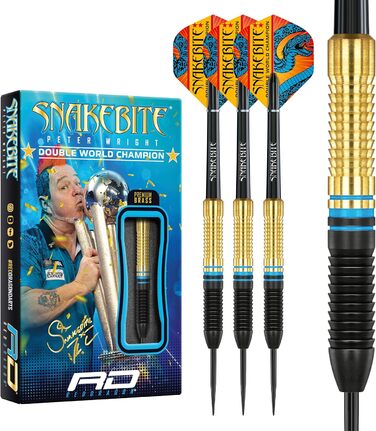 Дротики Red Dragon Peter Wright Snakebite латунні з сталевим вістрям, сині