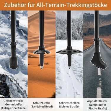Складні трекінгові палиці для ходьби та трекінгу, телескопічні палиці для жінок та чоловіків, легкий алюміній, регулювання 115-135 см, ручки з корку, 4 гумові накладки