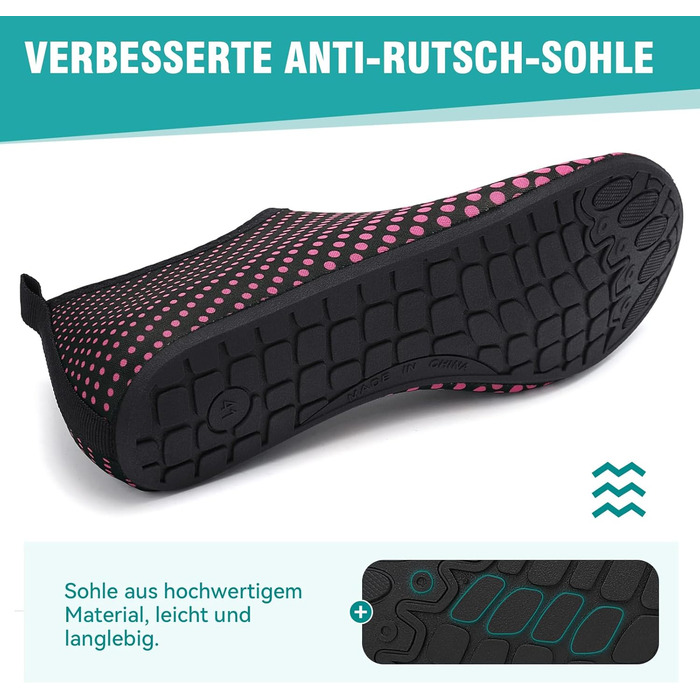 Шкарпетки для плавання та водних видів спорту, шкарпетки для басейну, шкарпетки для пляжу, антиковзкі, розмір 34-47 (40 EU, Rose Rot W995)