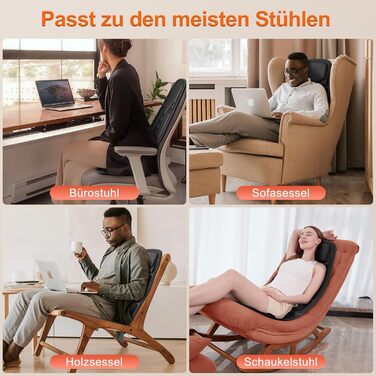 Масажна подушка з підігрівом та 8 вібраційних моторів для спини та шиї, для дому та офісу, чорна