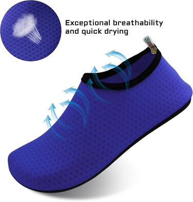 Водні тапки чоловічі та жіночі для плавання та йоги. Швидковисихаючі, дихаючі, зрізні. Розміри 34-45 EU, 40/41 EU. Колір: блакитний