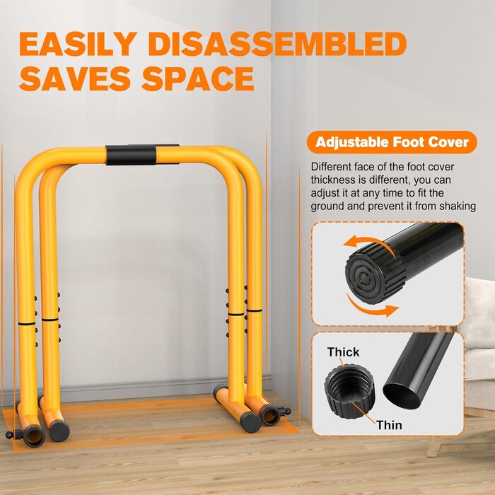 Стенд для віджимань та підтягувань RELIFE Dip Station - регульована висота, жовтий