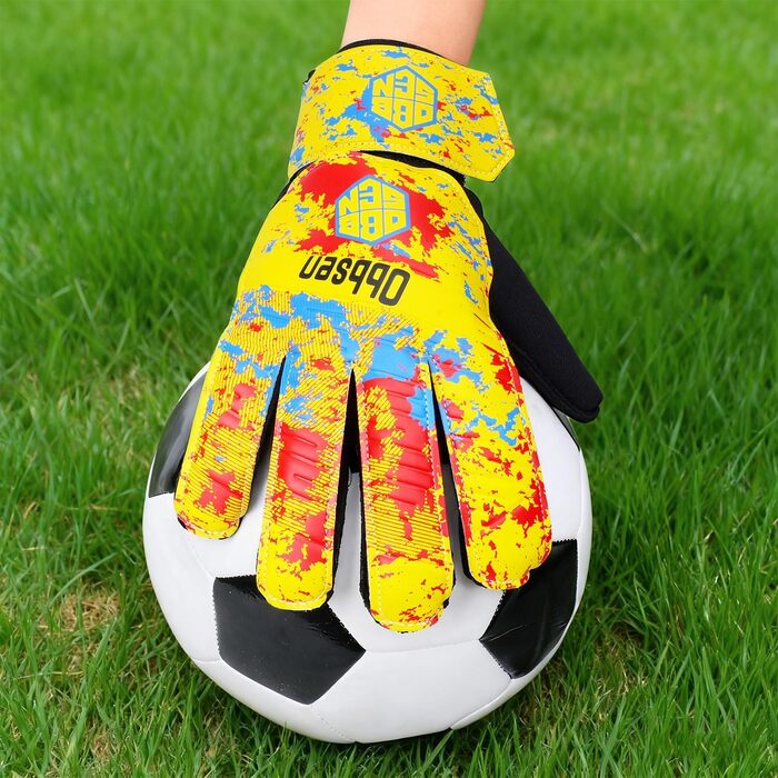 Воротарські рукавиці Torwarthandschuhe з FingerSave (жовті, розмір 8) для дітей, підлітків та дорослих. Футбольні рукавиці для голкіперів