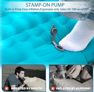 Надувна туристична матрац Isomatte для кемпінгу, самонадувна, ультралегка, для 2 осіб, з насосом та подушкою, блакитна