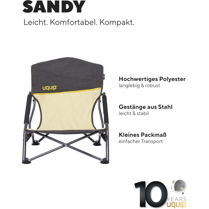 Складний туристичний стілець Uquip Sandy: міцний, для кемпінгу, пляжу, риболовлі, саду та фестивалів