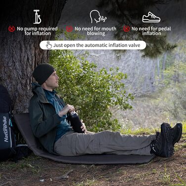 Naturehike Саморозгортальний килимок для сну 5 см, туристичний килимок для кемпінгу, з'єднується з іншими, для наметів, гамаків, походів, сімейного кемпінгу | R-значення 4.8, зелений (сірий)