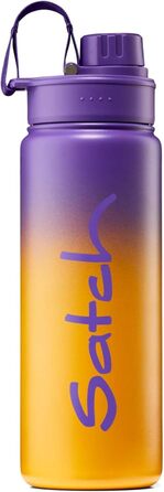 Пляшка для води satch з нержавіючої сталі 0,5 л, BPA-free, герметична, підходить для газованих, гарячих та холодних напоїв, Purple Graffiti - Orange