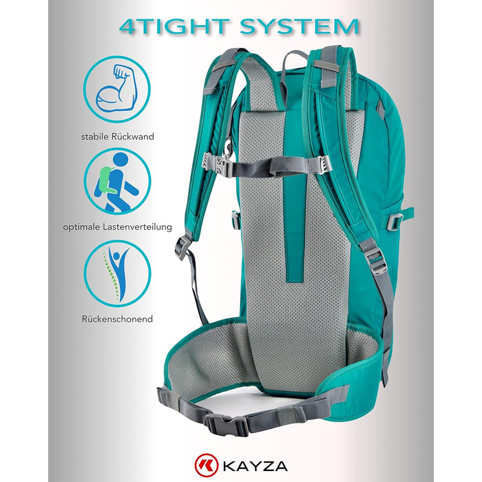 KAYZA PULSE20 – Преміум туристичний рюкзак 20 л з поясом, для жінок і чоловіків, з кріпленням для шолома та дощовиком, Ripstop нейлон, для трекінгу, міста та подорожей