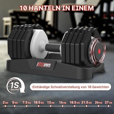 Регульовані гантелі EnterSports 12/18/27 кг з неслизькими ручками для дому, офісу, фітнес-залу. Комплект 27 кг