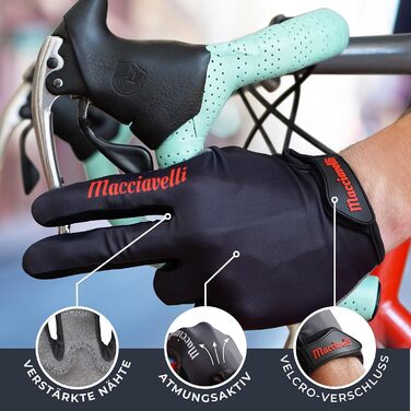 Велосипедні рукавички MACCIAVELLI - MTB, унісекс, сенсорний екран, чорні