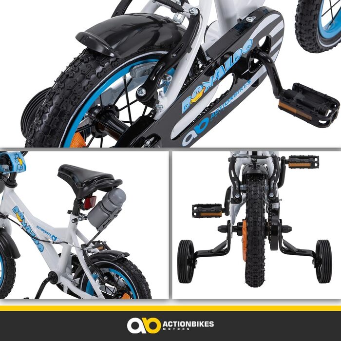 Дитячий велосипед Actionbikes 12/16/20 дюймів, V-Brake, для хлопчиків і дівчаток, з крилами, від 2 до 9 років