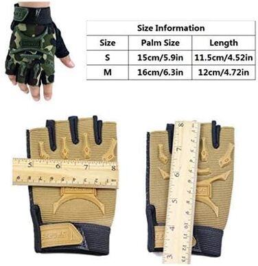 Дитячі велосипедні рукавички Long Keeper для хлопчиків та дівчаток, напівпальцеві, для скейтбордингу, катання на роликах та альпінізму, Outdoor Sport (камуфляж/S)