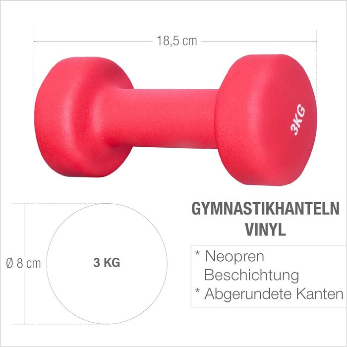 Неопренові гантелі GORILLA SPORTS, 2 шт. по 3 кг, антиковзкі, для фітнесу та гімнастики
