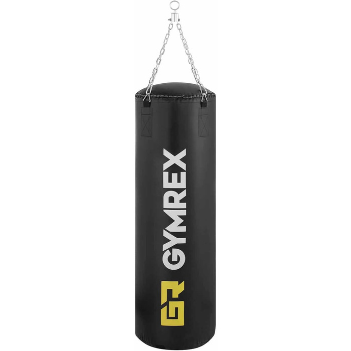 Боксерський мішок Gymrex, наповнений, для дорослих, Ø 40 x 120 см, підвісний, з чотириточковим сталевим ланцюгом, для дому, для боксу, пісочний мішок