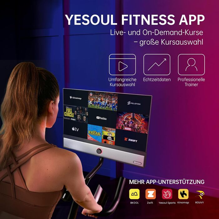 Велотренажер YESOUL G1M Plus: Кардіо-велосипед з екраном FHD 21.5