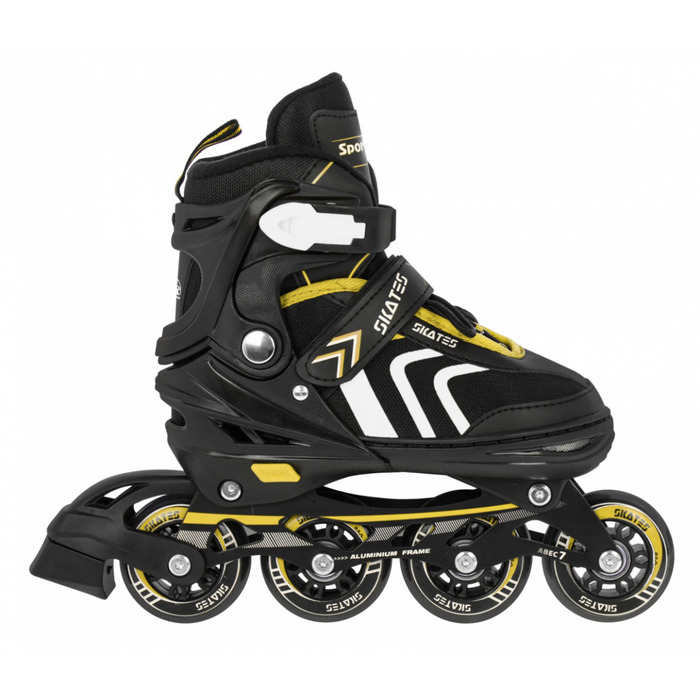 Дитячі роликові ковзани SporTrike, регульовані (розмір 29-33), чорно-жовті, 4 колеса 85A