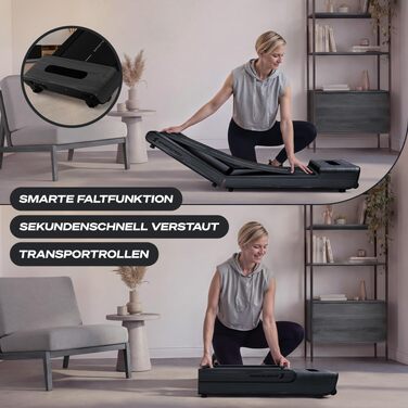 Складана бігова доріжка для ходьби Sportstech WoodPad Pro: компактна доріжка для дому та офісу, до 8 км/год, з лічильником кроків та підтримкою застосунку, витримує до 120 кг