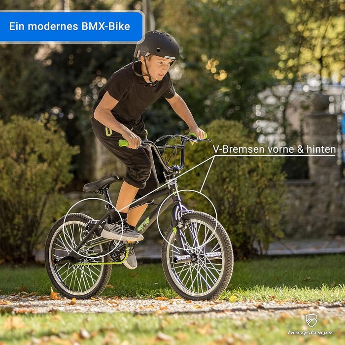Bergsteiger Ohio BMX 20 дюймів, фрістайл, 360° ротор, 4 стальні пеги, захист ланцюга, вільний хід, чорний матовий
