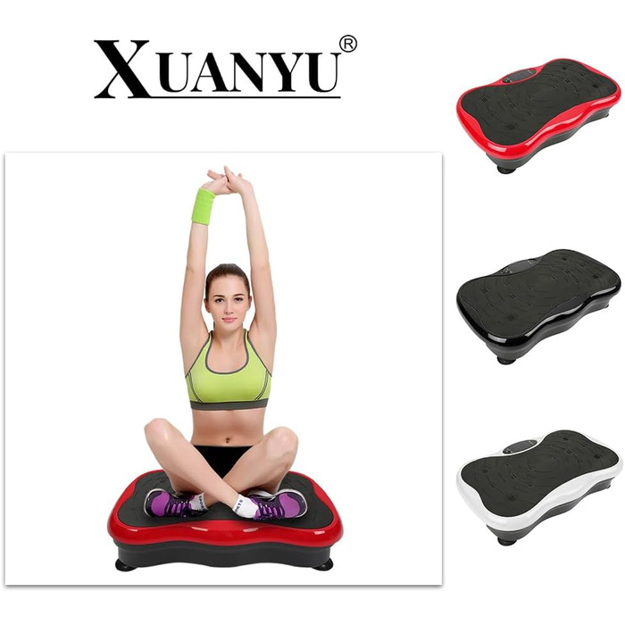 Вібраційна платформа LCD з Bluetooth та USB – Power Plate для фітнесу, тренування всього тіла, схуднення та нарощування м'язів, домашнє тренування з пультом дистанційного керування, чорний/червоний