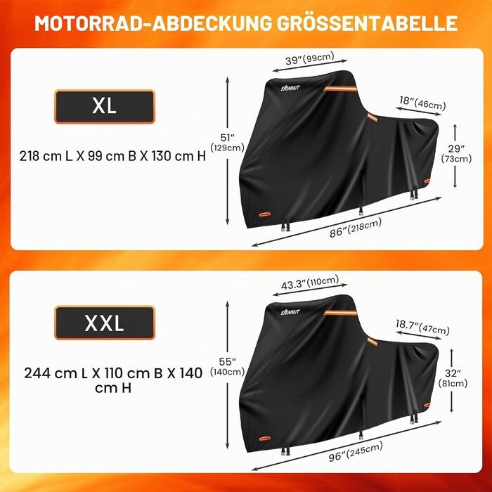 Водонепроникний чохол для мотоцикла Outdoor 420D (3XL 276x111x142 см) — захист від дощу, снігу, пилу та UV-променів, преміум-якість для Touring моделей