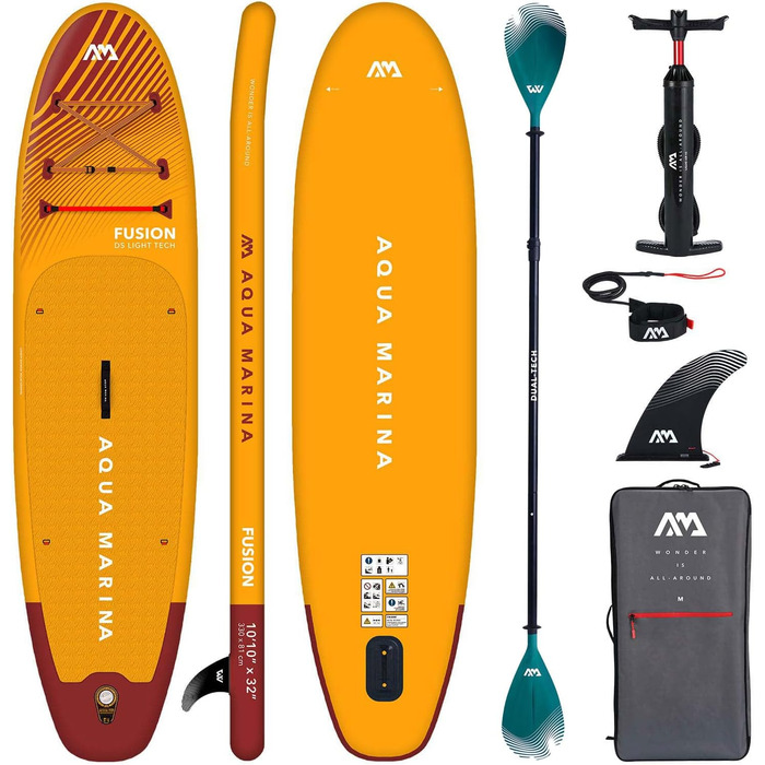 Надувний SUP-борд Aqua Marina Fusion, комплект (330x81x15см), весло Dual-Tech, зелений