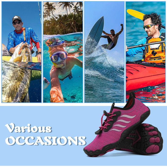 Чоботи для плавання чоловічі та жіночі, аквашузи, шкарпетки для плавання, літні, швидковисихаючі, для серфінгу, розмір 38 EU, фіолетовий