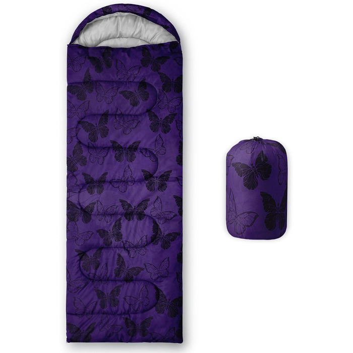 Спальний мішок HOSIMA з принтом футболу, для холодного клімату, дорослий, дитячий, водонепроникний, для кемпінгу, походів, відпочинку на природі, подорожей, полювання, компресійний мішок (метелик)