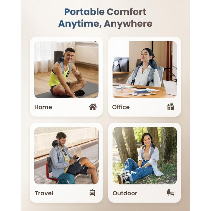 COMFIER 4D Шиацу масажер для шиї та плечей з підігрівом, бездротовий масажер для спини, шиї та плечей, для зняття болю в шиї, плечах і ногах, подарунок