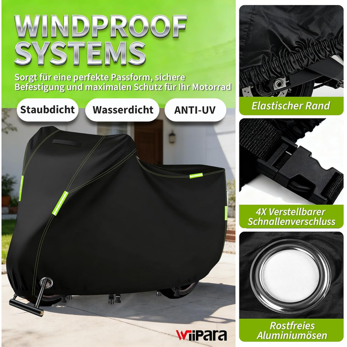 Водонепроникний чохол для мотоцикла та скутера 210D Oxford (200x105x125 см) — захисний зовнішній тент від дощу, снігу та UV-випромінювання, XXS