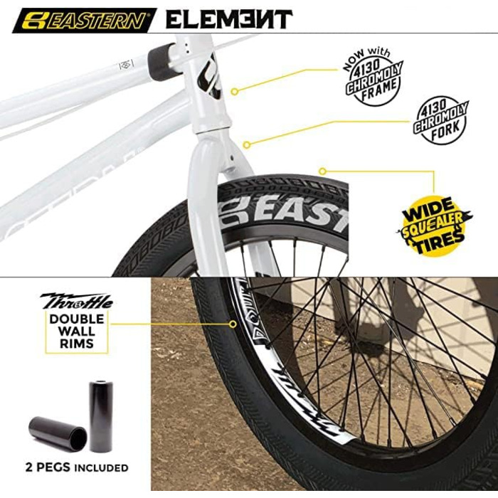 BMX велосипед Eastern Bikes Element 20'', повністю хромолібденова рама та вилка, білий колір